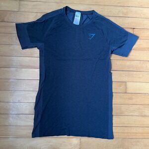 Gymshark Mens Vital Seamless T-Shirt Navy Blue Marl Athletic Fit Small